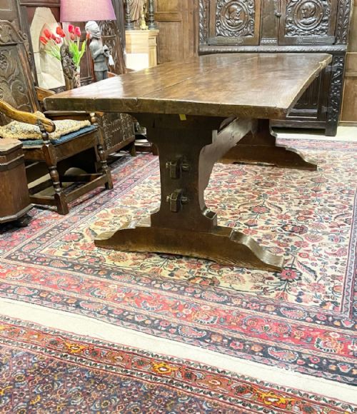 17TH CENTURY OAK REFECTORY TRESTLE BASE TABLE - ADDITIONAL PHOTO 12