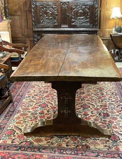 17TH CENTURY OAK REFECTORY TRESTLE BASE TABLE - ADDITIONAL PHOTO 15