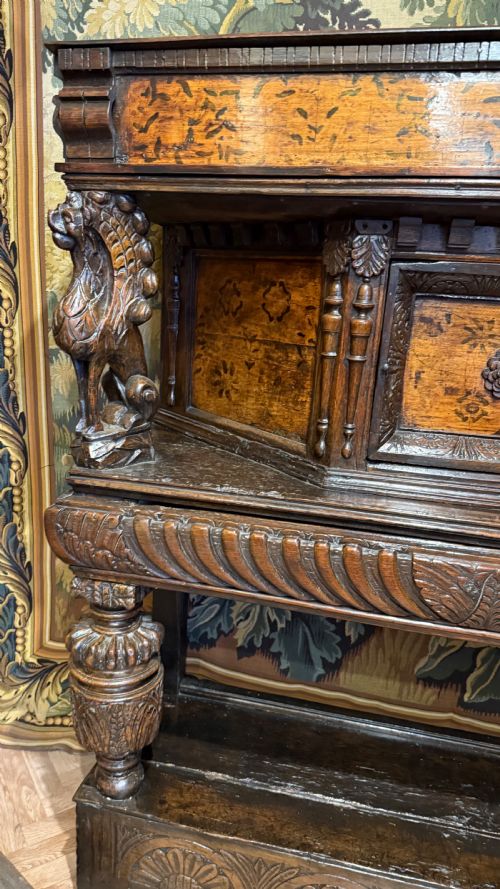 17TH CENTURY ELIZABETH 1JAMES1 OAK STANDING LIVERY CUPBOARD - ADDITIONAL PHOTO 7