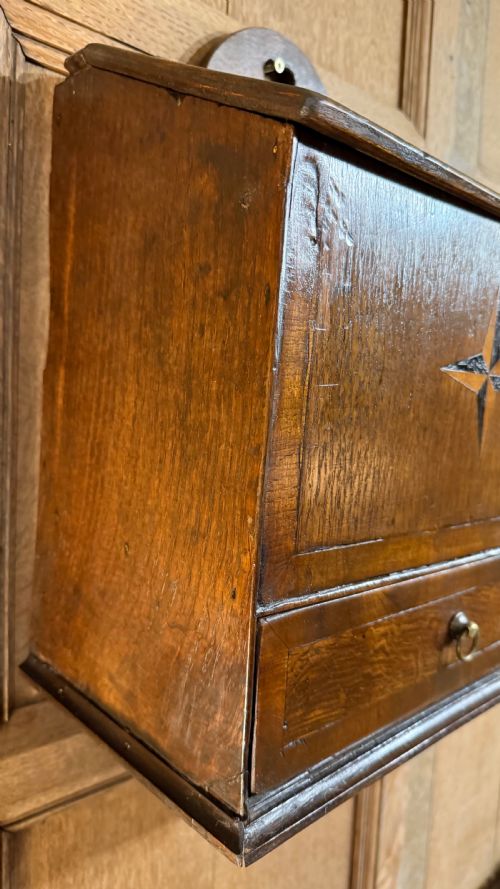 19TH CENTURY OAK KITCHEN KNIFE HANGING BOX - ADDITIONAL PHOTO 2