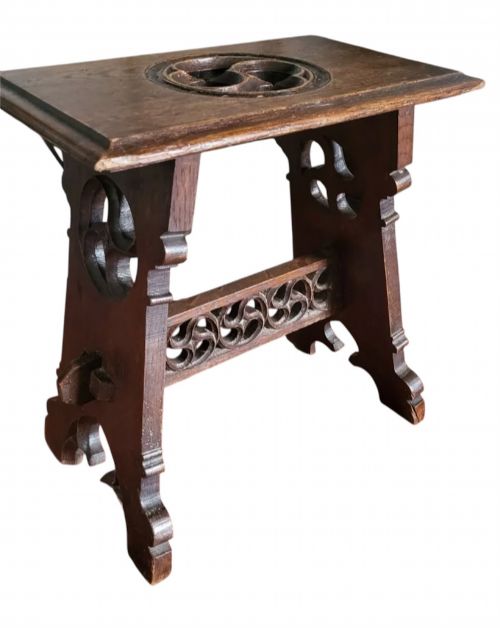 19TH CENTURY OAK GOTHIC STOOL - ADDITIONAL PHOTO 13