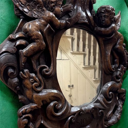 18TH CENTURY OAK CARVED MIRROR - ADDITIONAL PHOTO 1