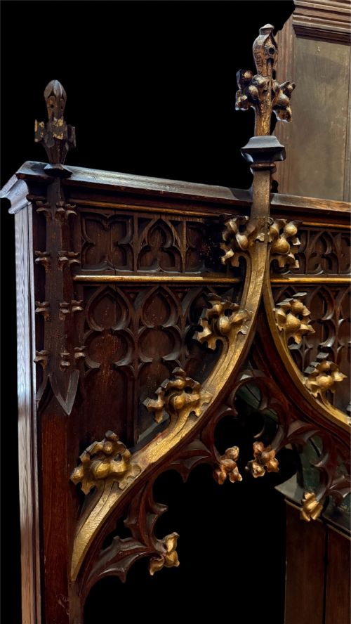 19TH CENTURY GOTHIC OAK MIRROR - ADDITIONAL PHOTO 8