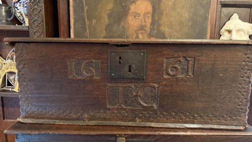 17TH CENTURY OAK DATED BIBLE BOX