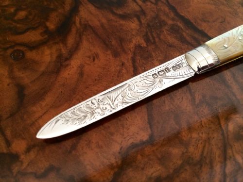 fig 1. Beautiful Edwardian Silver & Mother of Pearl Fruit Knife