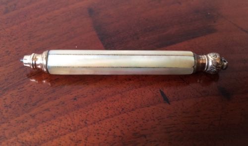 Gilt Metal & Mother of Pearl Propelling Pencil