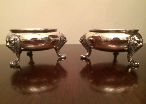 Large Pair Victorian Silver Table Salts, 1845 by Henry Holland