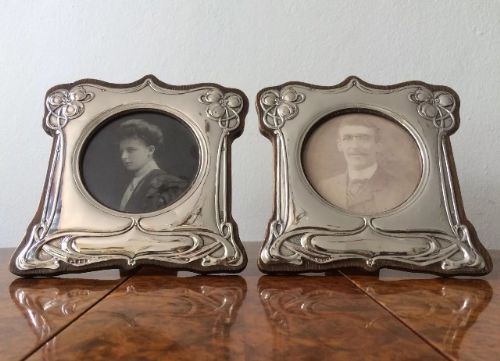 Pair Art Nouveau Silver Photograph Frames, 1904