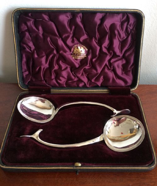 Fabulous Pair Silver Serving Spoons, 1905