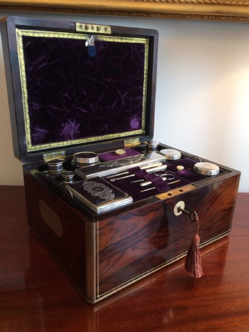 fig 2. Early Victorian Rosewood Ladies Dressing Case or Vanity Box, 1843