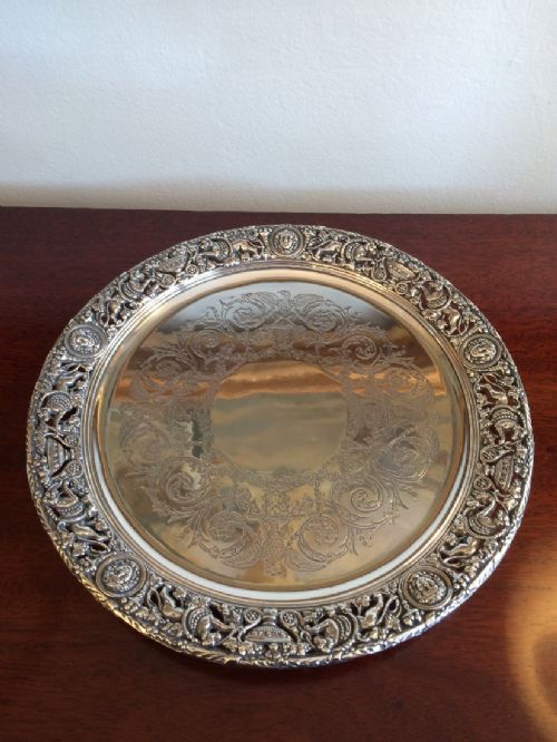 Fabulous Victorian Silver Tray, 1871