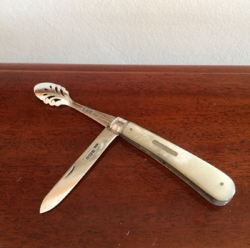 Rare Edwardian Silver Fruit Knife & Orange Peeler