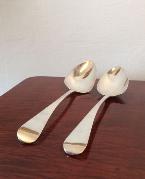 Pair George III Silver Serving Spoons, 1806
