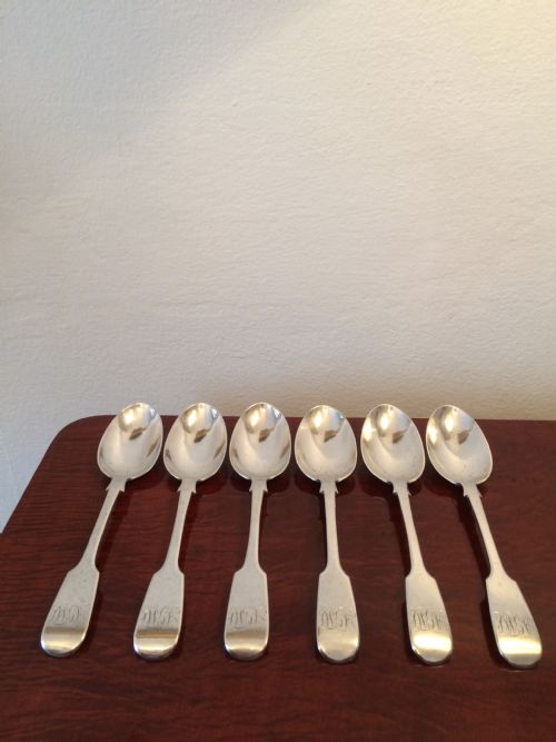 Quality Set of Six Victorian Silver Dessert Spoons, 1876