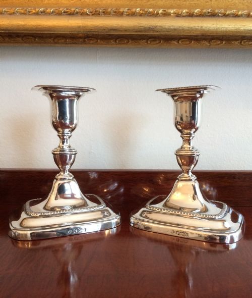 Pair George V Solid Silver Candlesticks