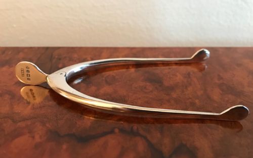 Pair Wishbone Silver Sugar Tongs, Jubilee Mark, 1934