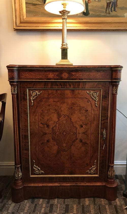 Stunning Victorian Burr Walnut Inlaid Pier Cabinet