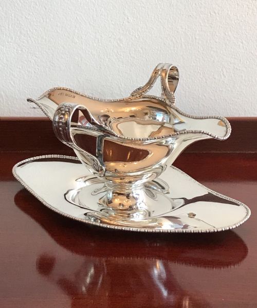 Elegant Solid Silver Sauce Boat on Stand, 1905