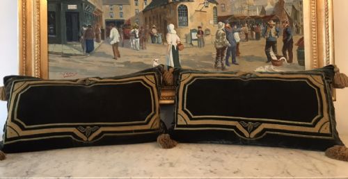 Beautiful Pair of Art Nouveau Velvet Cushions