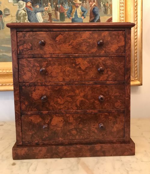 Miniature Burr Walnut Chest of Drawers
