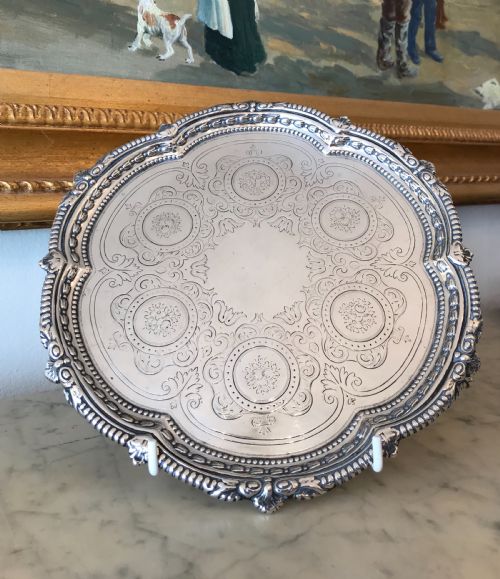 Victorian Solid Silver Tray by Charles Boyton, 1890