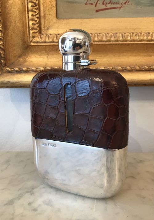 Stunning Large George V Solid Silver Hip Flask