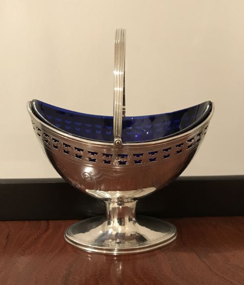 George III Silver Swing Handle Sugar Basket, 1790