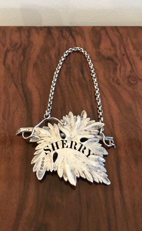 William IV Solid Silver Sherry Label, Hallmarked London 1831