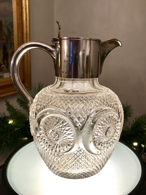 Victorian Silver & Cut Glass Claret Jug, Edinburgh 1898