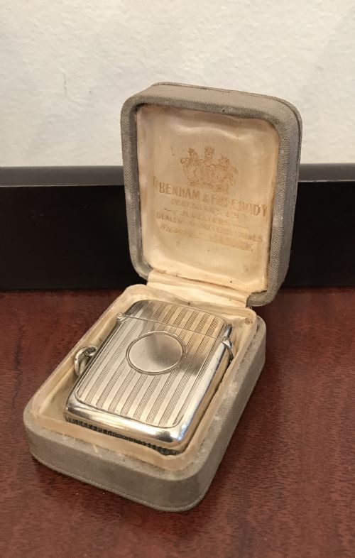George VI Solid Silver Vesta Case with Original Box