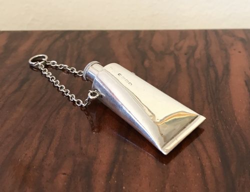 Rare Solid Silver Paint Tube Scent Bottle, Chester 1888