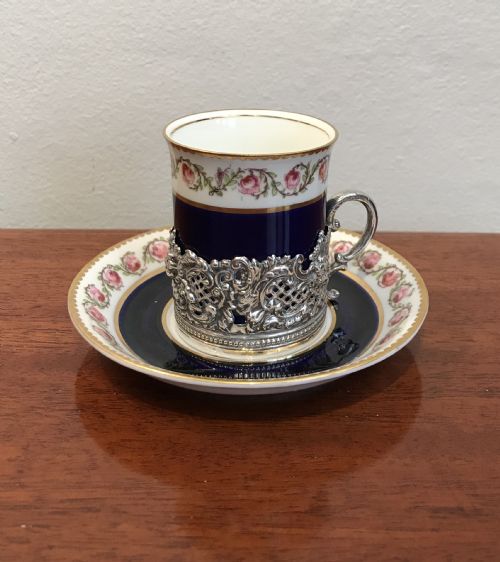 George V Coffee Can & Silver Holder