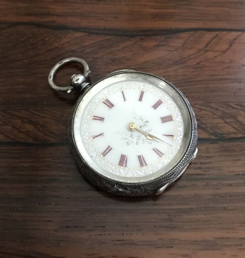 Victorian Solid Silver Swiss Fob Pocket Watch