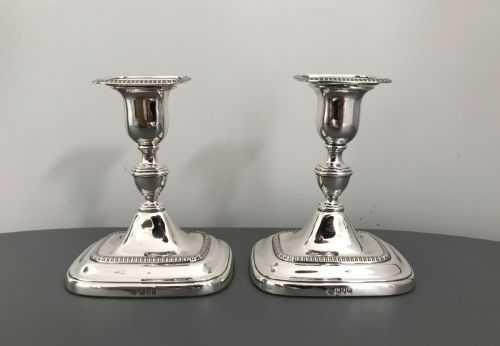 Quality Pair Edwardian Silver Candlesticks