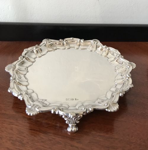 Edwardian Solid Silver Card Tray, 1903