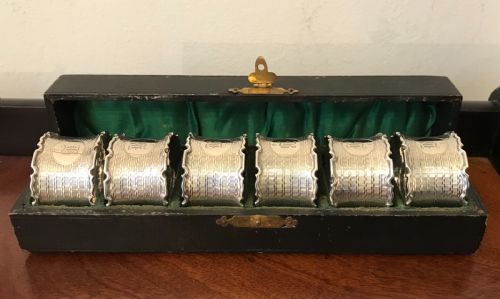 Good Set of Six George V Solid Silver Napkin Rings