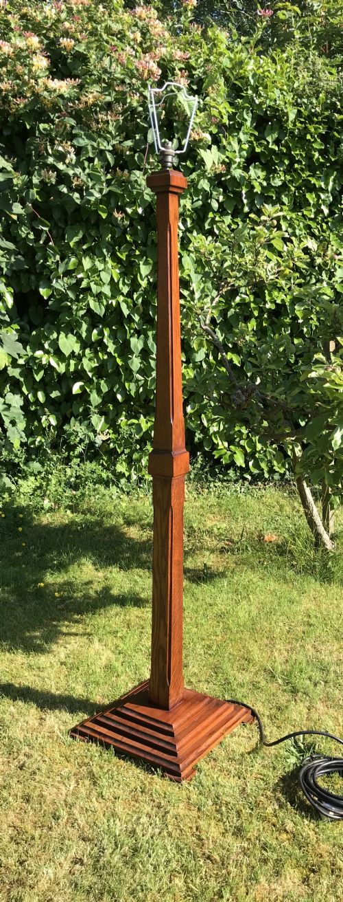 Art Deco Oak Standard Lamp