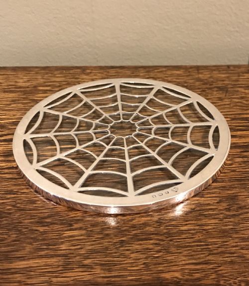 Unusual George V Silver Trivet, Spiders Web