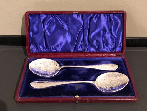 Super Pair of Edwardian Silver Spoons, 1908