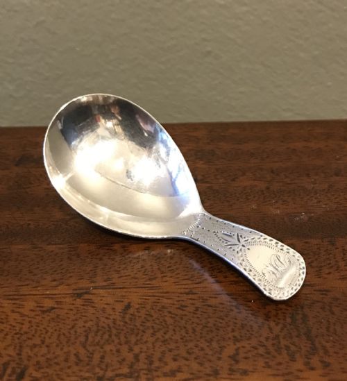 George III Silver Caddy Spoon, Hallmarked London 1805 by Josiah Snatt