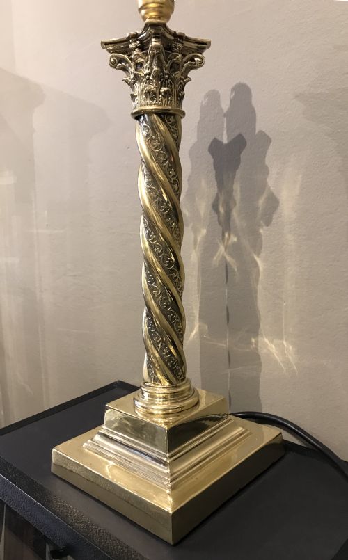 Victorian Brass Corinthian Table Lamp (1 of 2)
