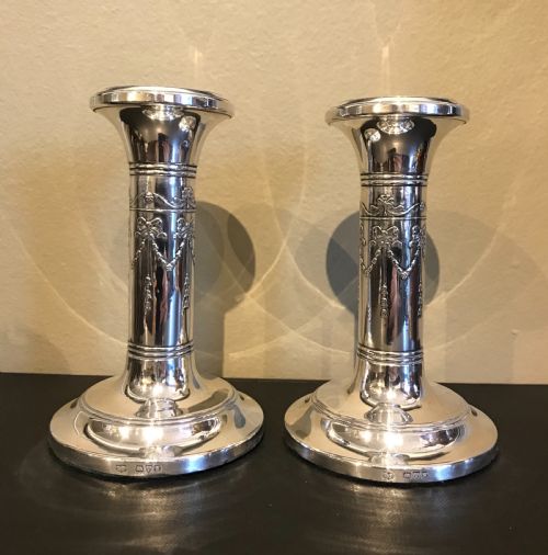 Pair of Edwardian Solid Silver Candlesticks, Chester