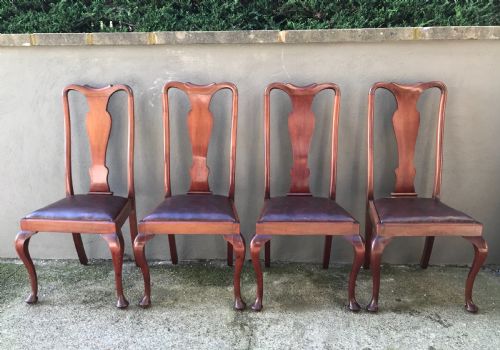 Set of Four Queen Anne Style Dining Chairs