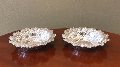 Pretty Pair of Edwardian Silver Bon Bon Dishes