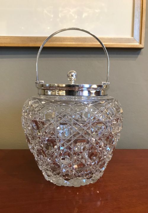 Victorian  Solid Silver and Cut Glass Biscuit Barrel, 1901