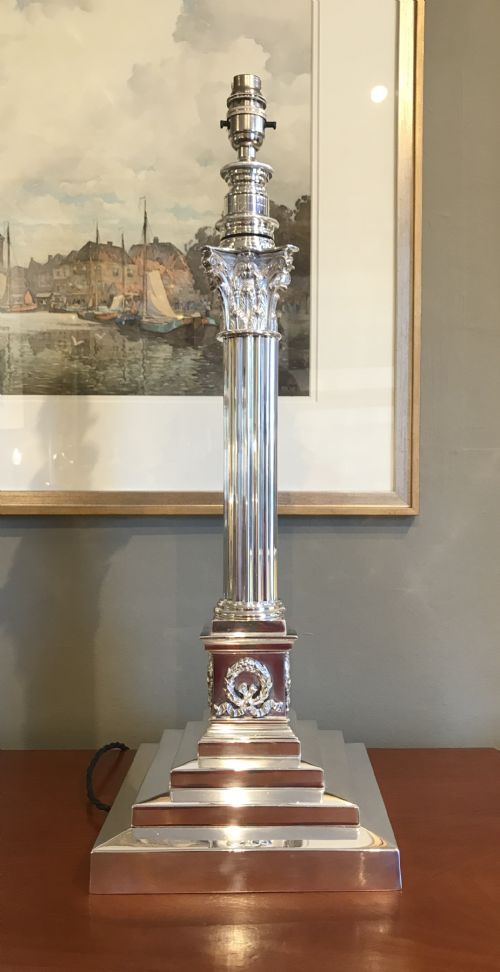 Large Victorian Silver Plated Lamp by J Hinks
