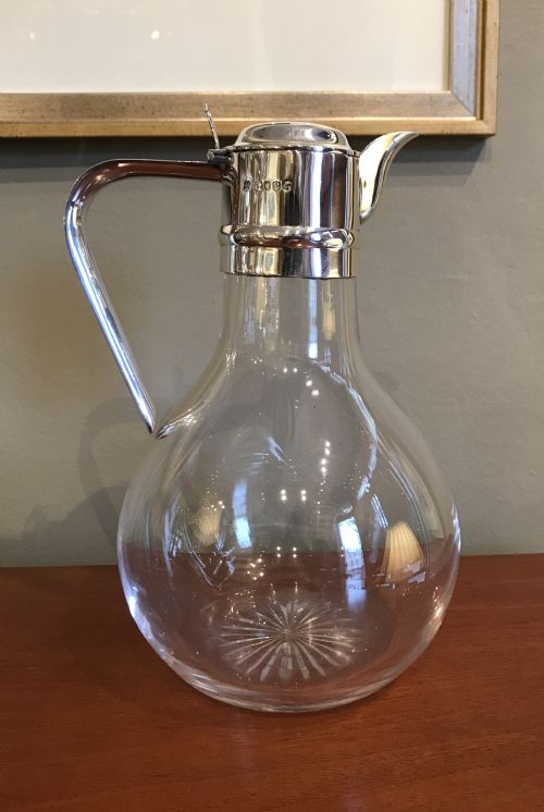 Victorian Solid Silver & Glass Claret Jug, 1887