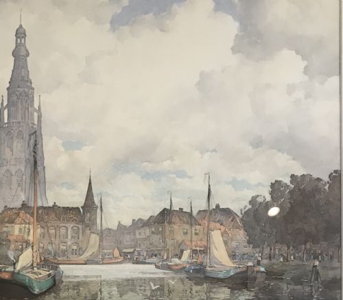 fig 1. Large Watercolour of Breda, The Netherlands by John Ernest Aitken