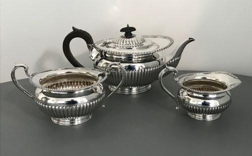 Quality Three Piece Solid Silver Tea Service