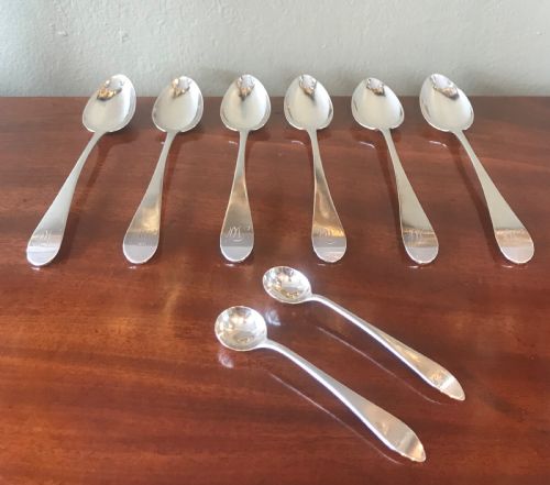fig 1. Set of Six George III Scottish Silver Spoons and Matching Salt Spoons, Edinburgh 1799